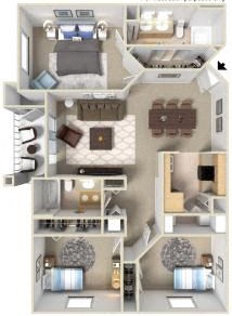 Rapallo Apartments Tuscany B 3 bedroom floor plan